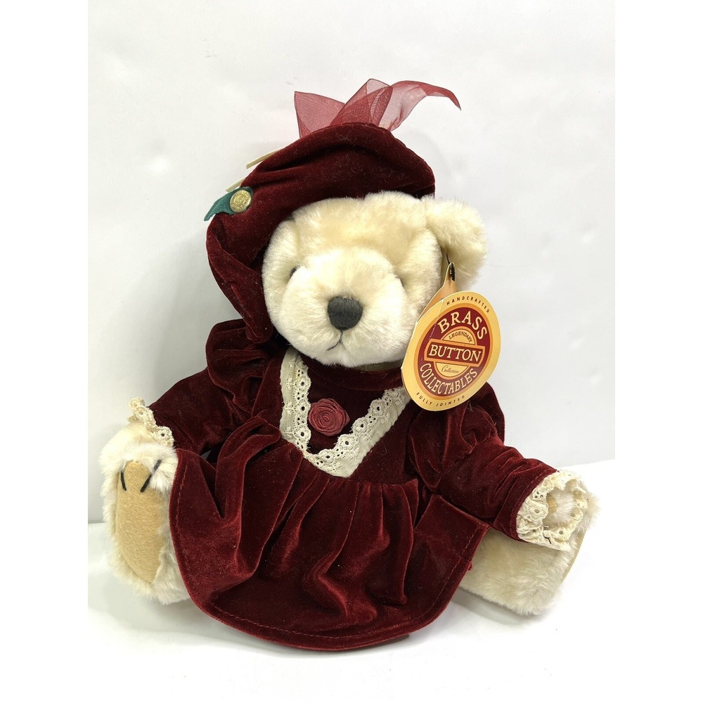 Pearl The Bear of Wealth 12" Brass Button Collectables Vintage 1997 Plush New